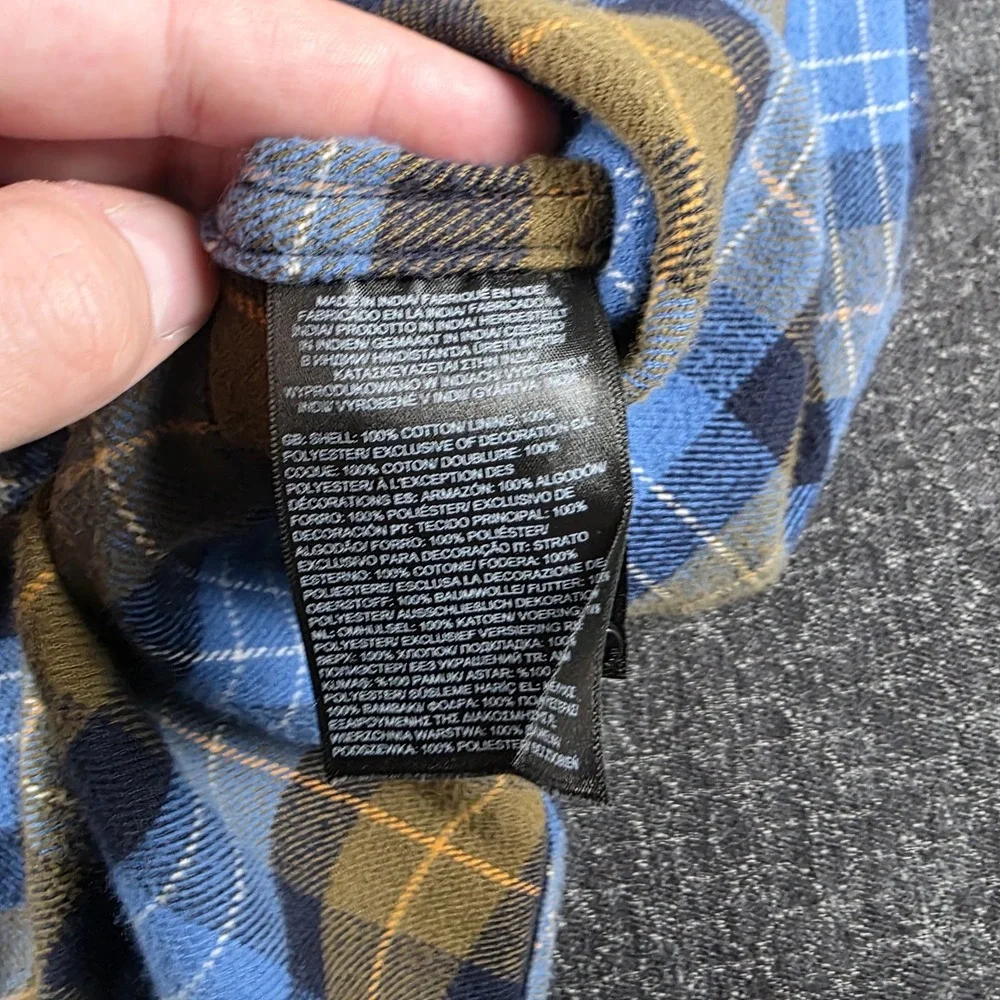 North Face Plaid Flannel Shirt Mens Medium Blue Hiking Camping Dual Pocket M